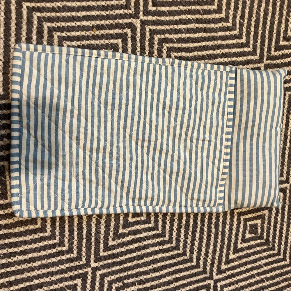 Heather Taylor Home Blue and White Striped Quilted doll bed